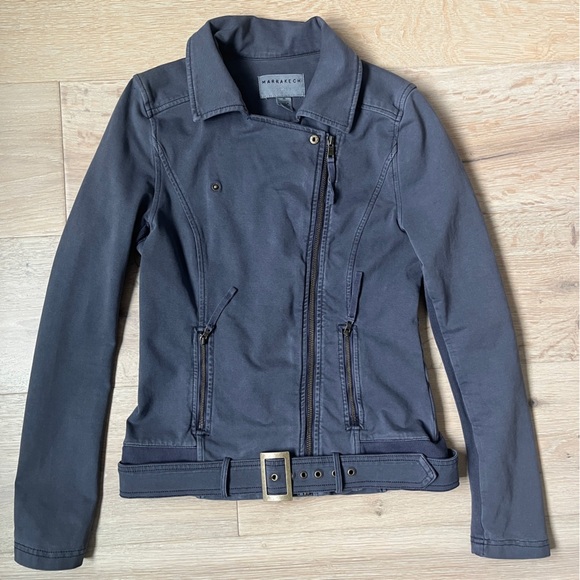 NWOT Anthropologie Marrakech Moto Jacket SzXS Gray Cotton Stretch Crop Denim*J19 - Picture 9 of 9